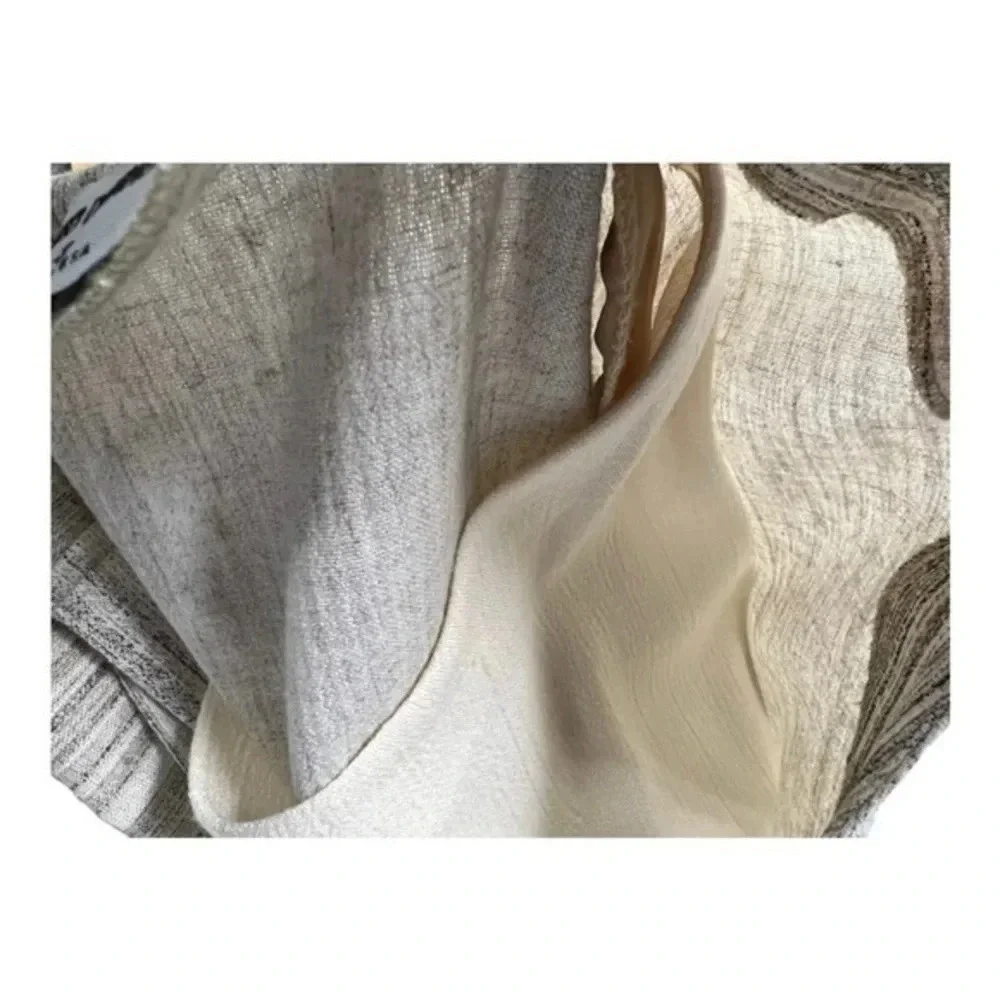 Alfred Dunner Crinkle Pin Stripe Size 8 Elastic Waist Pant Suit Neutral Colors - Picture 14 of 16